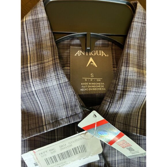 Antigua Mens Ole Miss College Gray Plaid Long Sleeve Shirt S New With Tags - Picture 4 of 4